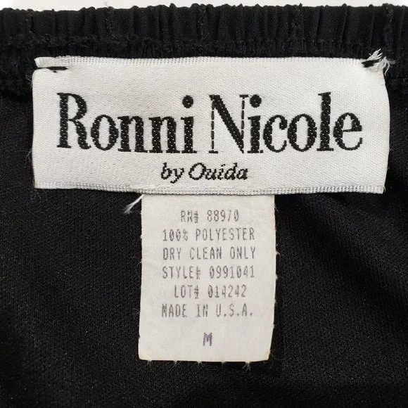 Vintage Ronni Nicole Tiered Sequin Black Skirt, M - Picture 4 of 6